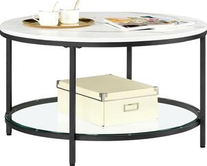 Tavolino da caffè VASAGLE Tavolo da soggiorno Tavolo da divano per soggiorno con piano in vetro e ampio spazio per riporre oggetti, facile da montare, stile moderno 80 x 44,5 cm