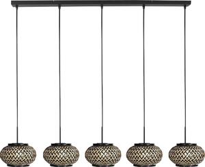 Mexlite - lampada a sospensione - HaloSwap - naturale nero - bambù - grande lampada da tavolo da pranzo - E27 - 4528ZW