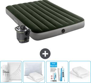 Letto ad aria Intex - Letto matrimoniale - 137 x 191 x 25 cm - Verde - Incluso pompa - lenzuolo matrimoniale - bacio - set di riparazione e protezione per cuscini