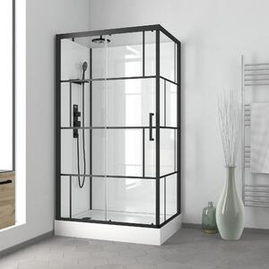 Doccia completa MARWELL Design doccia completa Mattoni 110 x 80 x 225 cm - Set completo incl. piatto doccia e rubinetto - Doccia ad angolo con ingresso frontale - Cabina doccia con profili in alluminio di alta qualità