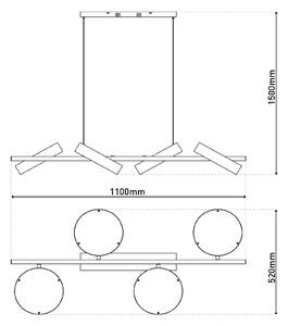 Näve Lampada a sospensione a LED Tessa nero/beige 110cm Touchdim CCT a 4 luci