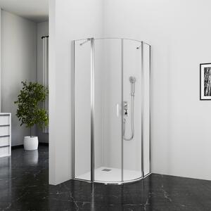 Cabina doccia 90x90 MARWELL Neptun II cromo Doccia rotonda - 90x90x195cm - Doccia rotonda con porta girevole - con asta di stabilizzazione