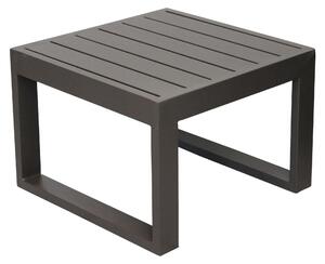 Tavolino basso quadrato 45x45 cm da esterno giardino per salotto con struttura in alluminio e piano effetto doghe Milos - DarkGray