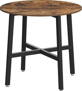 Tavolo da pranzo VASAGLE, tavolo rotondo da cucina, soggiorno, ufficio, 80 x 75 cm (diametro x altezza), stile industriale, rustico marrone e nero
