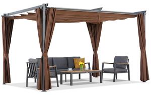 Pergola marrone La Palma 3x4m con tende Garden Point
