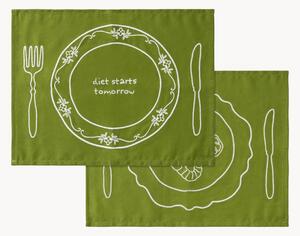 Set di 2 tovagliette americane in lino e cotone Vintage Plates