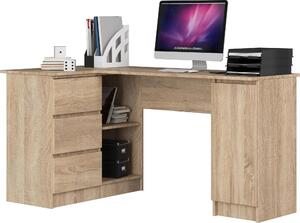 Scrivania angolare B20 CLP sinistra in rovere Sonoma con 3 cassetti e armadietto