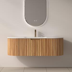 Mobile bagno curvo 120 cm cannettato con lavabo integrato | KAM-NORTH-P120 - KAMALU
