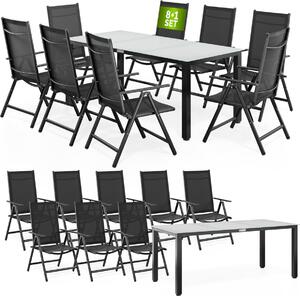 CASARIA Set Tavolo e Sedie da Giardino Bern 8+1 Alluminio Bern Schienale 8 Posizioni Balcone Patio
