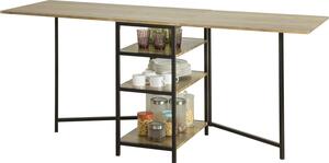 Tavolo pieghevole SoBuy con 2 ribalte e 3 ripiani, tavolo da cucina pieghevole, tavolo da pranzo pieghevole, salvaspazio, 180 x 60 x 77 cm