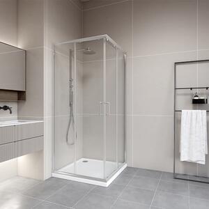 Cabina doccia 90x90 MARWELL FERMO II ingresso angolare cromato - 90x90x195cm - doccia in vetro con ingresso angolare e porte scorrevoli - profilo a parete regolabile - profili in alluminio di alta qualità