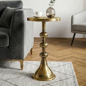 WOHNLING Tavolino ausiliario in alluminio dorato 30 cm Tavolino rotondo in metallo Tavolino decorativo in stile orientale Tavolino da salotto in alluminio Tavolino da divano Tavolino orientale fatto a mano