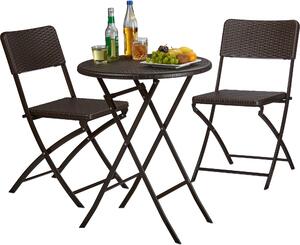 Relaxdays Gruppo di seduta / plastica marrone, metallo, 3 pezzi
