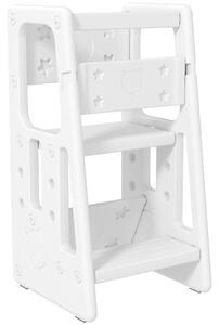 HOMCOM Scaletta per Bambini Torre Montessoriana Altezza Regolabile 3 Livelli, HDPE Inodore, 47x47x90cm, Bianco|Aosom