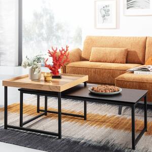 FineBuy Tavolino da caffè Set di 2 Tavoli da divano in legno / metallo Tavolino quadrato moderno Tavoli da soggiorno di design a 2 pezzi Tavoli di legno Set di tavoli