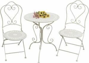 Set da esterno 1 tavolo e 2 sedie in acciaio e marmo Classic Line