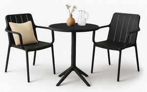 Set da giardino VORTIVO - 2 sedie da giardino nere e 1 tavolo nero per balcone, terrazza e sala da pranzo
