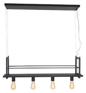 Mexlite - lampada a sospensione - Buckley - nero - metallo - grande lampada da tavolo da pranzo - E27 - 2983ZW