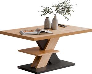CASARIA® Tavolino Detroit 90x60x45cm da Divano 2 Ripiani in Legno Carico Max 50kg Antigraffio Tavolo da Caffé Soggiorno Design Moderno