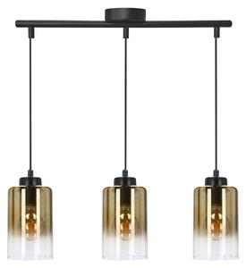 Lampada moderna a sospensione sopra il tavolo da pranzo ASPRA - 3xE27, 60W, nero / ambra
