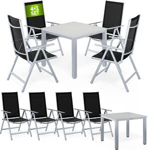 CASARIA Set Tavolo e Sedie da Giardino Bern 4+1 Alluminio Bern Schienale 8 Posizioni Balcone Patio