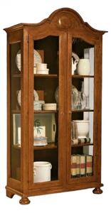 MOBILI 2G - VETRINA CLASSICA 2 PORTE IN LEGNO TINTA NOCE L.103 P.45 H.197