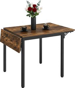 Tavolo da pranzo pieghevole Relaxdays, 2-4 persone, L x P x A 76x120x78 cm, tavolo pieghevole salvaspazio, cucina, MDF, ferro, marrone/nero