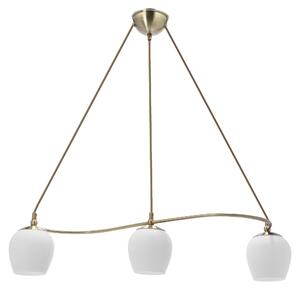 Lampada a sospensione rustica sopra il tavolo da pranzo SERANO - 3xE27, 60W, patina / bianco