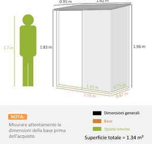 Outsunny Casetta da Giardino Porta Utensili in Lamiera Acciaio con Serratura, 161.5x94.5x196cm, Nero
