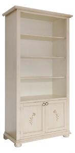 MOBILI 2G - LIBRERIA CLASSICA 3 RIPIANI 2 PORTE LEGNO AVORIO 90X41X189