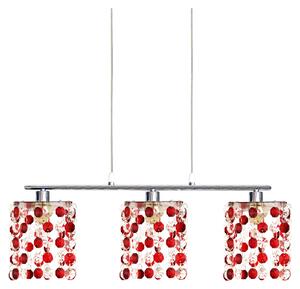 Lampada a sospensione sopra il tavolo da pranzo CLASSIC - 3xG9, 40W, cromata / rossa