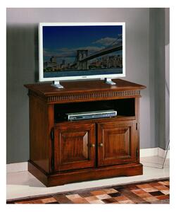 MOBILI 2G - PORTA TV ARTE POVERA 2 PORTE IN LEGNO TINTA NOCE L.89 P.54 H.74