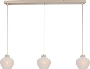 Anne Lighting - lampada a sospensione - Travino - crema - lino metallo pietra - grande lampada da tavolo da pranzo - E27 - 4599CR