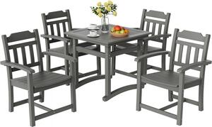 Set di mobili da giardino - Set di mobili da balcone 1 tavolo + 4 sedie - Portata 150 kg - Resistente alle intemperie, al sole - Set da pranzo da giardino - Set di mobili da balcone moderni - Grigio chiaro