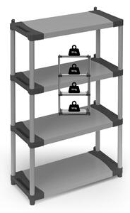 Scaffale Libreria 4 Ripiani In Resina PVC Dimensioni 80x40x h 165 cm Portata max 80 kg , line a Modular System colore grigio