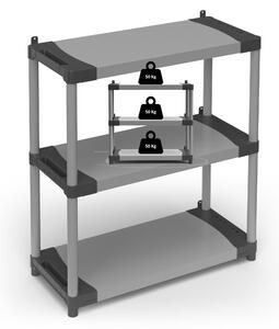 Scaffale Libreria 3 Ripiani In Resina PVC Dimensioni 80x40x h 85 cm Portata max 80 kg , line a Modular System colore grigio