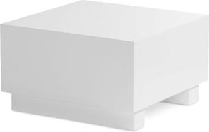 Tavolino monoblocco 60x60x35 cm bianco lucido, tavolo da soggiorno cubo quadrato, tavolo pieghevole di design, tavolino da salotto a forma di cubo | Wohnling