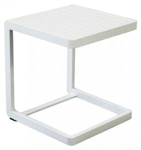 Tavolino basso 40x40x45 cm in alluminio bianco da giardino esterno per salotti e appoggio per lettini Nolan