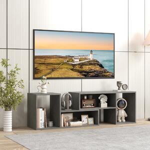 Costway Mobile TV console a 2 pezzi con combinazione libera, Centro di intrattenimento minimalista per TV da 50-60pollici Grigio