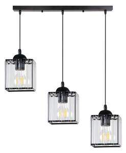 Lampada a sospensione sopra il tavolo da pranzo GLASSIA - 3xE27, 40W, nero / trasparente