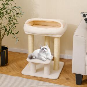 Costway Torre per gattini con letto in peluche pali tiragraffi in sisal piattaforma per salto, Albero per gatti piccolo da interno Bianco