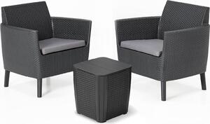 Salottino 3 Pezzi "Salemo Balcony" Flat Wicker Graphite 2 Posti