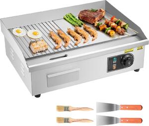 Piastra elettrica (plancha) - Piastra da tavolo professionale - 3200 W - Superficie di cottura 53,5 x 30 cm - Metà rigata e metà liscia - Per bistecche e frittelle