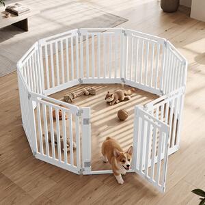 Costway Recinto per cani portatile alto 81 cm ventose e picchetti, Recinzione in plastica per interno ed esterno box a 10 pannelli