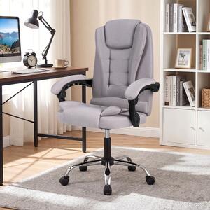 Costway Sedia da ufficio ergonomica rivestita in pelle pvc, Sedia da ufficio ergonomica rivestita in tessuto di lino Grigio