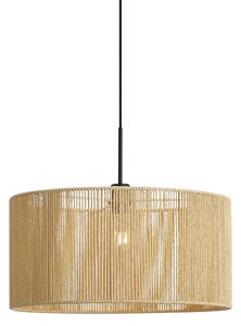 Hanglamp zwart met beige papieren touw kap 50/50/25 - Combi 1