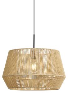 Hanglamp zwart met beige papieren touw kap 50/50/30 - Combi 1