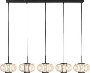 Mexlite - lampada a sospensione - HaloSwap - naturale nero - bambù - grande lampada da tavolo da pranzo - E27 - 4529ZW