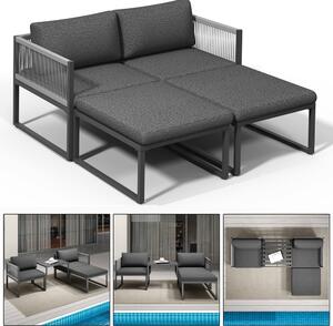 Set salotto da balcone in alluminio - 2 posti con tavolo, antracite, resistente alle intemperie