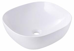 Relaxdays, lavabo da appoggio, dimensioni: 14x42x42 cm, senza foro per rubinetto, senza troppofilo, in Vetroceramica, con effetto lotus, colore bianco